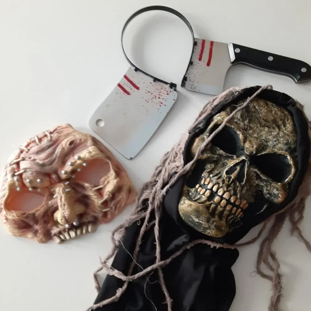 Scary Halloween Masks and butcher knife headband